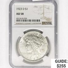 1923-D Silver Peace Dollar NGC AU58