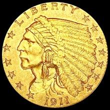 1911 $2.50 Gold Quarter Eagle CHOICE AU