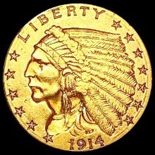 1914-D $2.50 Gold Quarter Eagle CLOSELY UNCIRCULAT