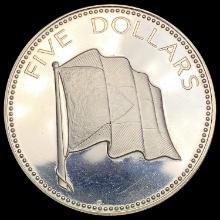 1974 Bahamas Silve$5 GEM PROOF