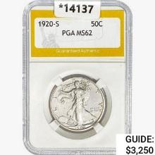 1920-S Walking Liberty Half Dollar PGA MS62