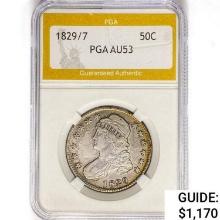 1829/7 Capped Bust Half Dollar PGA AU53