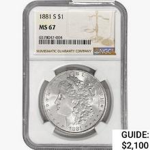 1881-S Morgan Silver Dollar NGC MS67