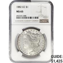 1882-CC Morgan Silver Dollar NGC MS65