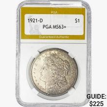 1921-D Morgan Silver Dollar PGA MS63+