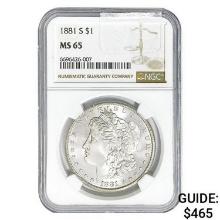 1881-S Morgan Silver Dollar NGC MS65