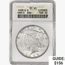1928-S Silver Peace Dollar ANACS EF45 VAM-3 DDO