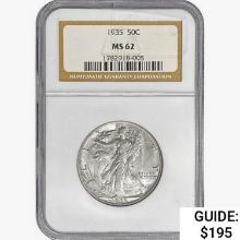 1935 Walking Liberty Half Dollar NGC MS62