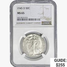 1945-D Walking Liberty Half Dollar NGC MS65