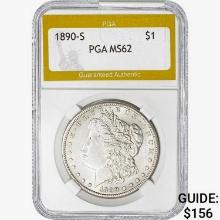 1890-S Morgan Silver Dollar PGA MS62