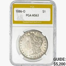 1886-O Morgan Silver Dollar PGA MS63