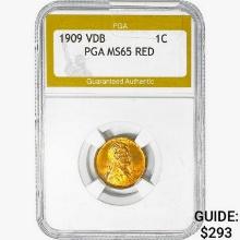 1909 VBD Wheat Cent PGA MS65 RED