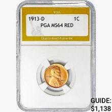 1913-D Wheat Cent PGA MS64 RED
