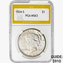 1924-S Silver Peace Dollar PGA MS63