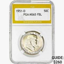 1951-D Franklin Half Dollar PGA MS65 FBL