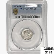 1936-D Mercury Silver Dime PCGS MS65