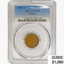 1909-S Indian Head Cent PCGS VF25