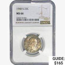 1948-S Washington Silver Quarter NGC MS66