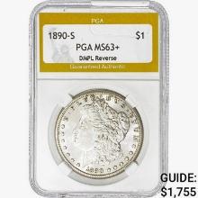 1890-S Morgan Silver Dollar PGA MS63+ DMPL Reverse