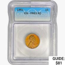 1951 Wheat Cent ICG PR63 RD