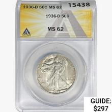 1936-D Walking Liberty Half Dollar ANACS MS62