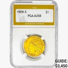 1909-S $10 Gold Eagle PGA AU58