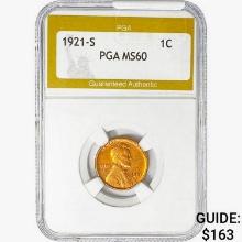 1921-S Wheat Cent PGA MS60