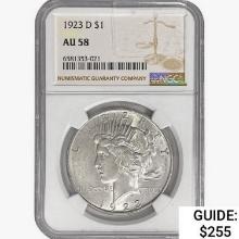 1923-D Silver Peace Dollar NGC AU58