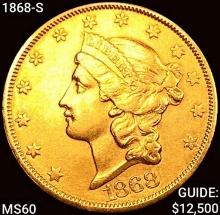 1868-S $20 Gold Double Eagle UNCIRCULATED