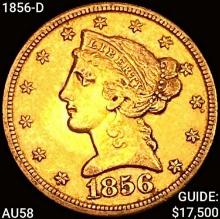 1856-D $5 Gold Half Eagle CHOICE AU