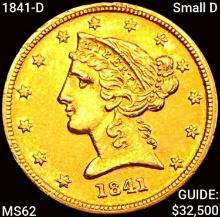 1841-D Small D $5 Gold Half Eagle UNCIRCULATED