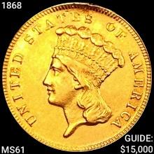 1868 $3 Gold Piece UNCIRCULATED