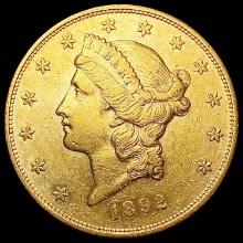 1892-S $20 Gold Double Eagle CHOICE AU