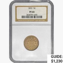 1872 Shield Nickel NGC PF64