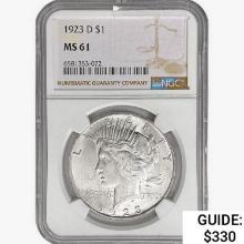 1923-D Silver Peace Dollar NGC MS61