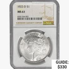 1923-D Silver Peace Dollar NGC MS61