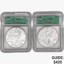 [2] American 1oz Silver Eagles ICG MS69 [1989, 199