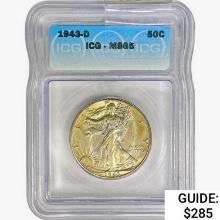 1943-D Walking Liberty Half Dollar ICG MS65