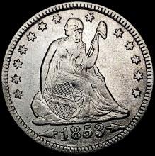 1853 A+R Seated Liberty Quarter CHOICE AU