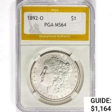 1892-O Morgan Silver Dollar PGA MS64