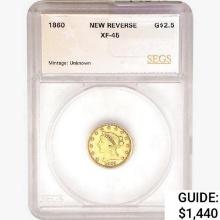 1860 $2.50 Gold Quarter Eagle SEGS XF45 New REV