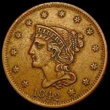 1842 Braided Hair Large Cent NEARLY UNCIRCULATED