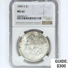 1890-S Morgan Silver Dollar NGC MS62