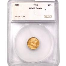 1885 Rare Gold Dollar SEGS MS65 Details *