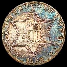 1858 Silver Three Cent LIGHTLY CIRCULATED