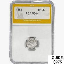 1858 Seated Liberty Half Dime PGA MS64