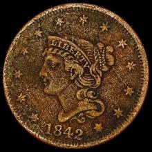 1842 Braided Hair Large Cent LIGHTLY CIRCULATED