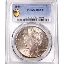 1926 Silver Peace Dollar PCGS MS62