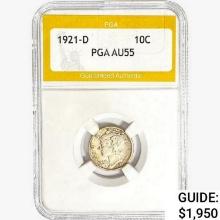 1921-D Mercury Silver Dime PGA AU55