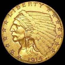 1914-D $2.50 Gold Quarter Eagle NEARLY UNCIRCULATE